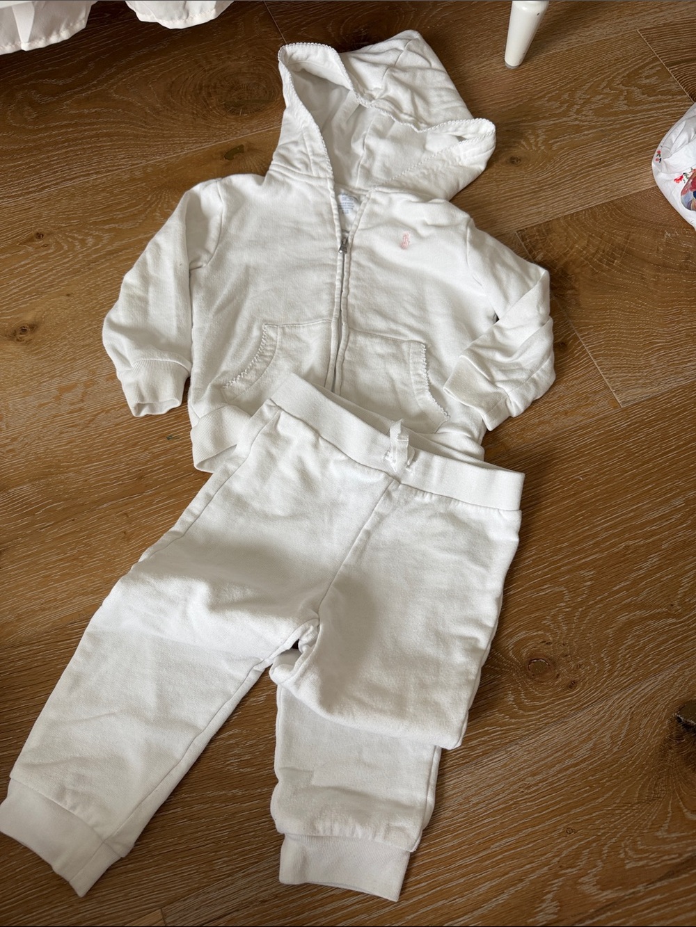 Ralph Lauren Baby White Hoodie and Jogger Set